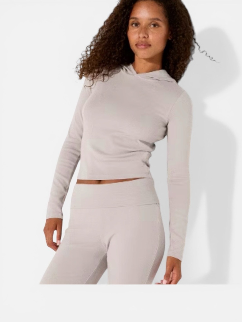 Wild Fable Cropped Lightweight Hoodie Sweater - Light Beige. Sz L